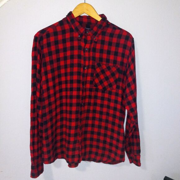 Jackson Hole Large Flannel Button Up Shirt-Buffalo Plaid-100% Cotton-Cabincore - Picture 1 of 8